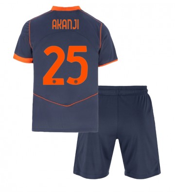 Inter Milan Manuel Akanji #25 Tredjetrøje Børn 2025-26 Kortærmet (+ Korte bukser)